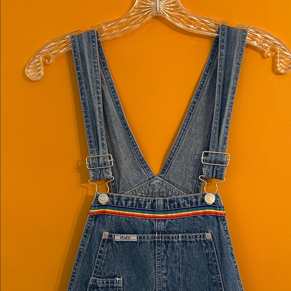 Stylish Denim Overalls with Rainbow Detail
